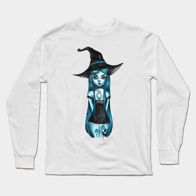 blue witch Long Sleeve T-Shirt by DrawingsInBloom